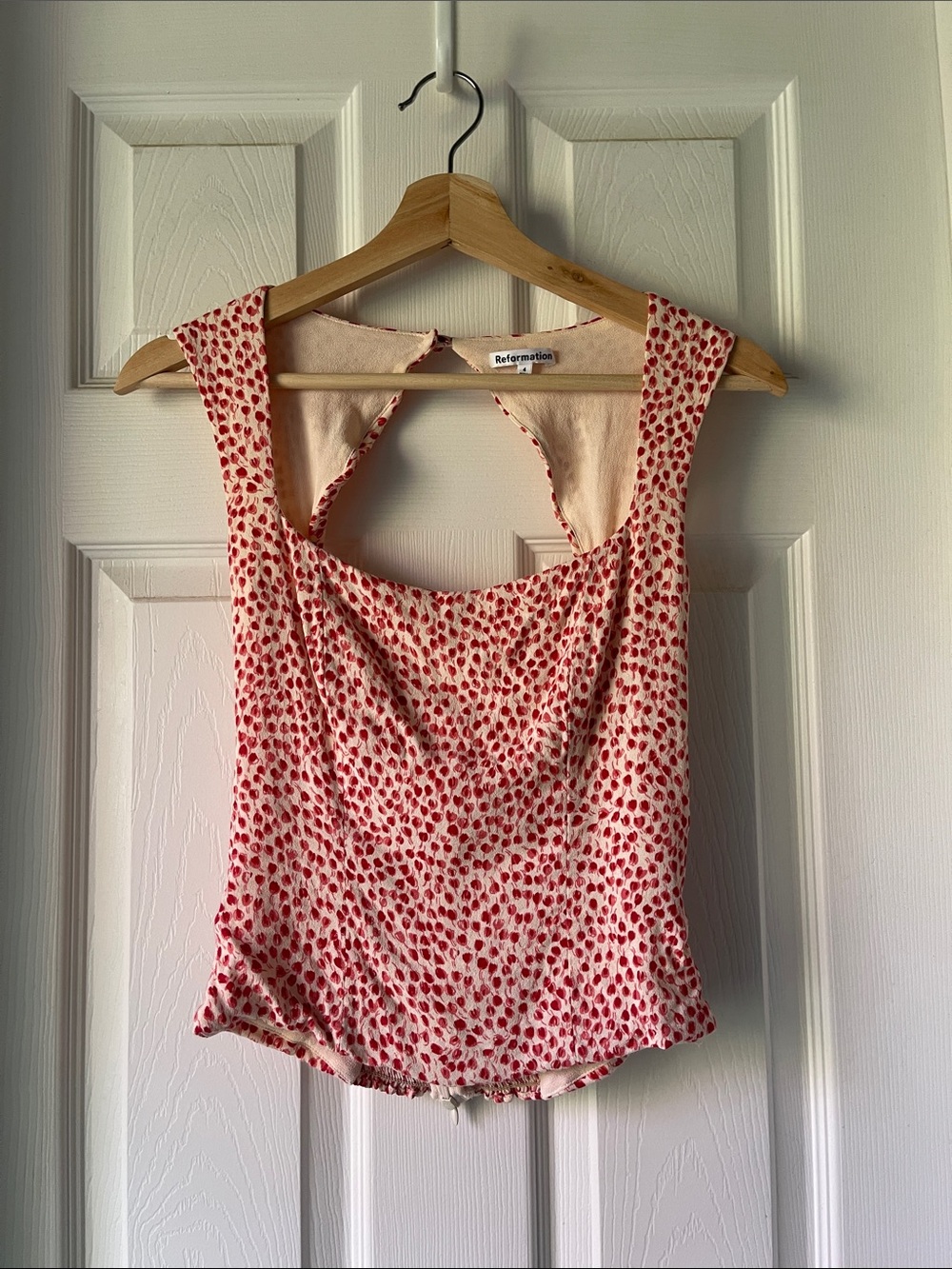 Reformation Floral Corset Tank Top Cream Red Size 4